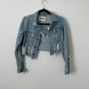 Cropped Carmar distressed jean jacket